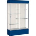 Waddell Display Case Of Ghent Spirit Lighted Display Case 48"W x 80"H x 16"D Plaque Back Satin Finish Navy Base & Top 3174PB-SN-NY